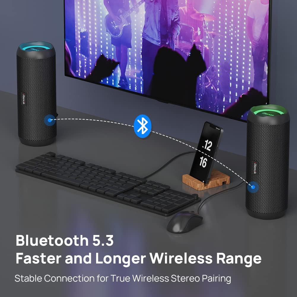 Bluetooth 5.3 Portable, Wireless, and Waterproof Speaker with 30W Enhanced Bass