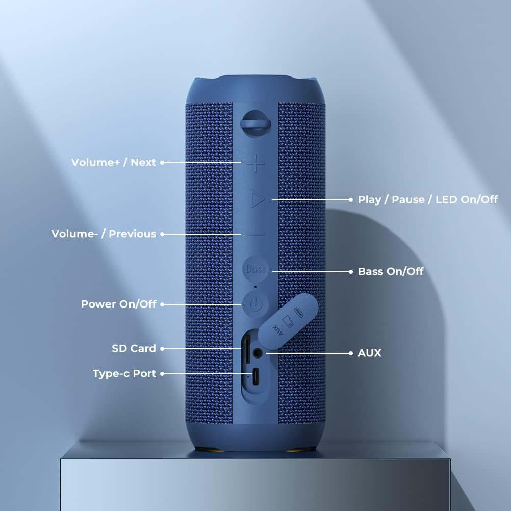 Bluetooth 5.3 Portable, Wireless, and Waterproof Speaker with 30W Enhanced Bass