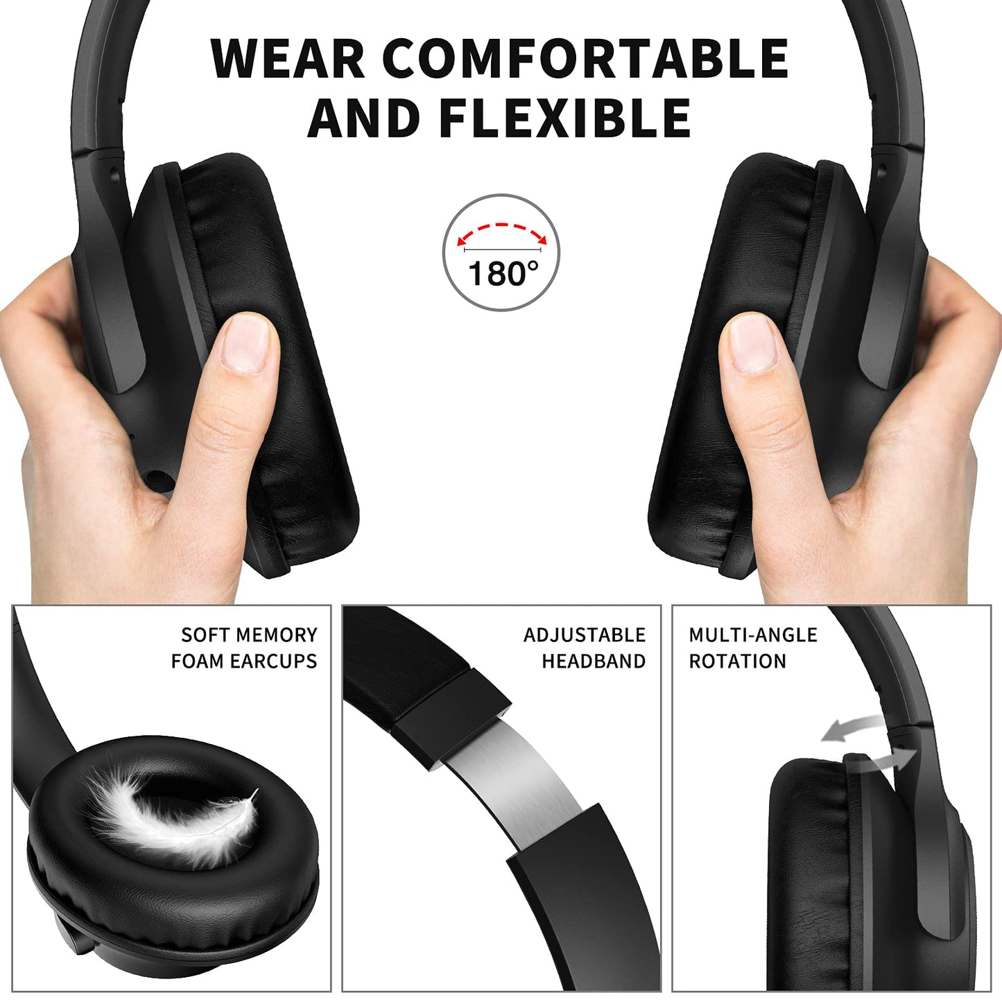 Over Ear Wireless Bluetooth Headphone with 65 Hours Playtime