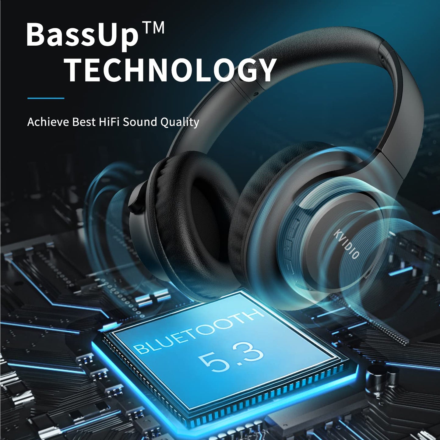 Over Ear Wireless Bluetooth Headphone with 65 Hours Playtime