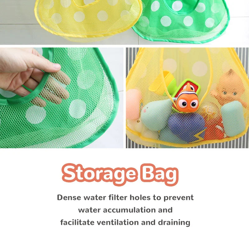 Baby Shower Water Toy Net Storage Bag with Strong Suction Cup, Bathroom Organizer