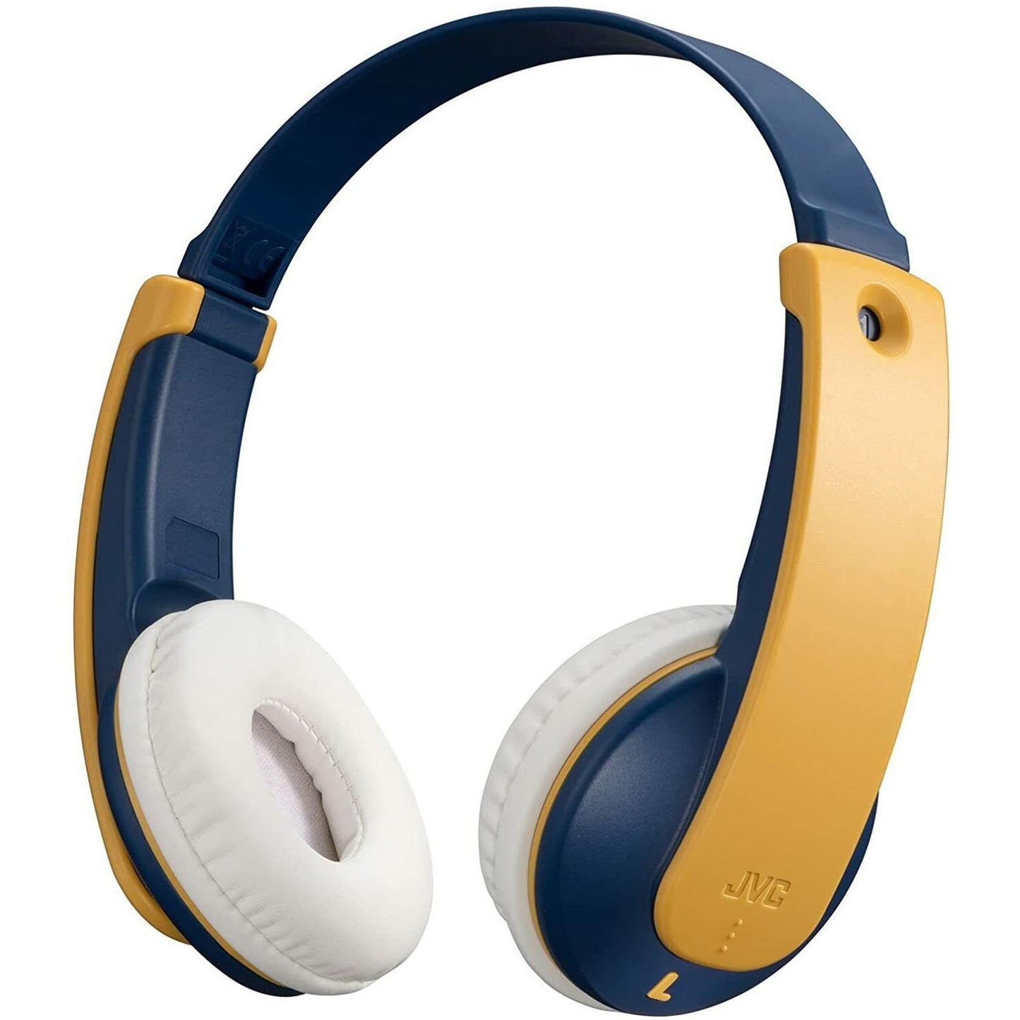 JVC TINYPHONES HA-KD10W wireless kids headphones in two-tone blue with stickers