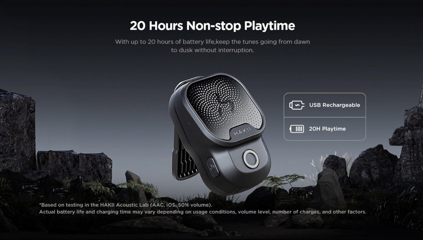 HAKll Boulder Portable Clip On Waterproof Bluetooth Speaker with 20H Playtime IPX7