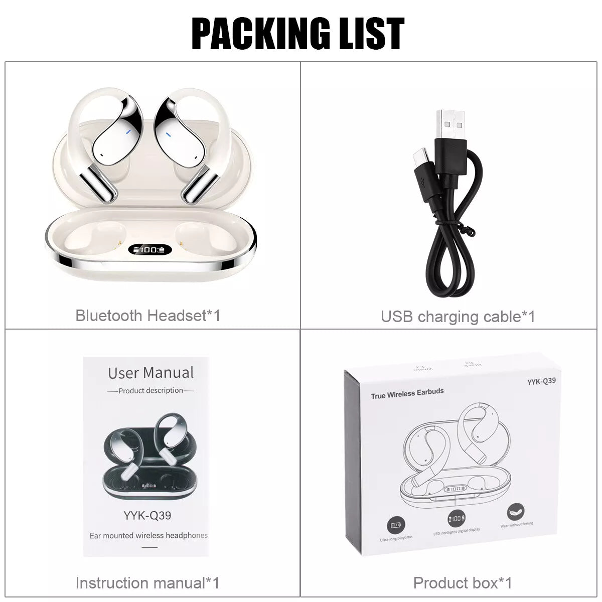 Open-Ear Wireless Earbuds Bluetooth 5.4 Compatible with iPhone & Android