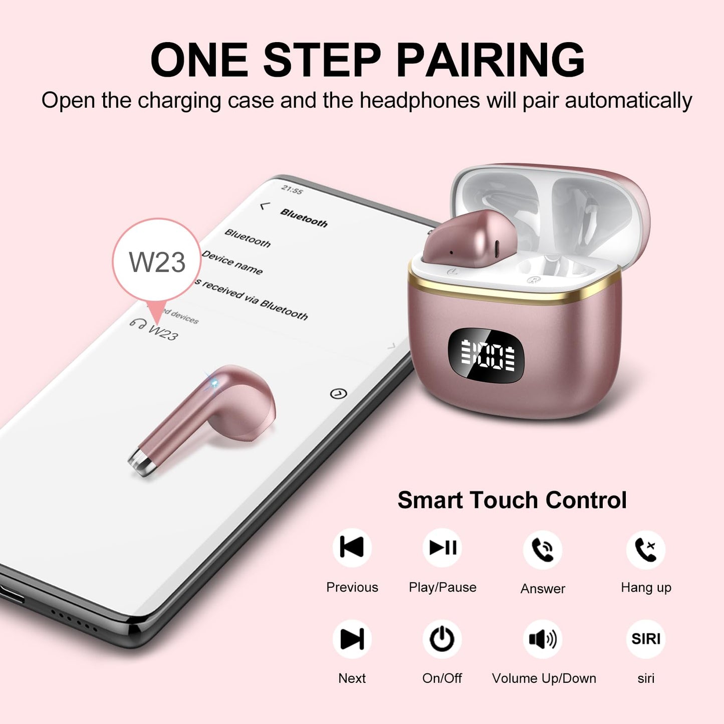 Wireless Earbuds - Bluetooth 5.3 Headphones HiFi Stereo Deep Sound