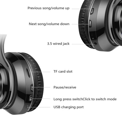 Bluetooth Over-Ear Foldable Wireless & Wired Stereo Headphones