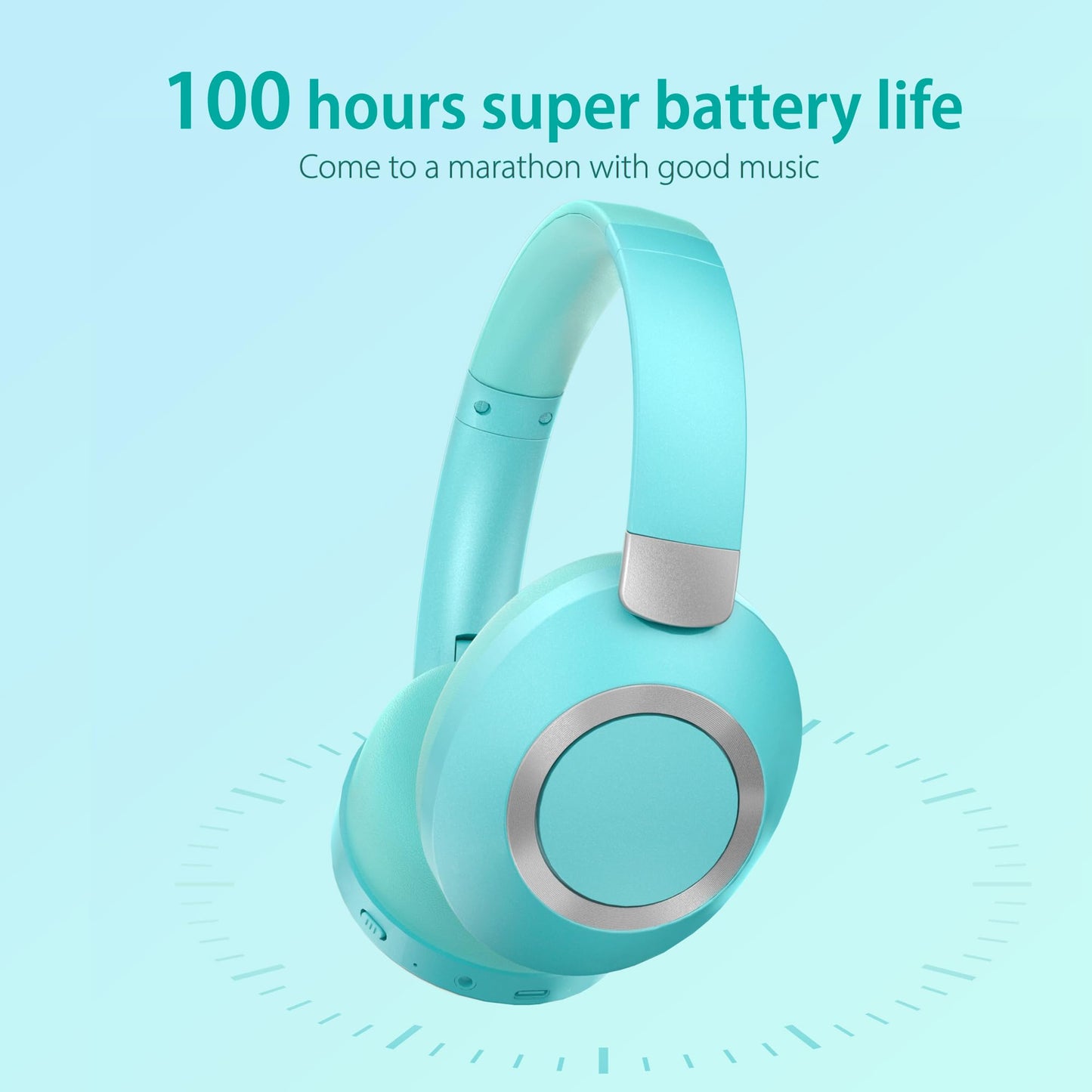 Active Noise Cancelling Bluetooth Over-ear Headphones, 100H Playtime with Microphone