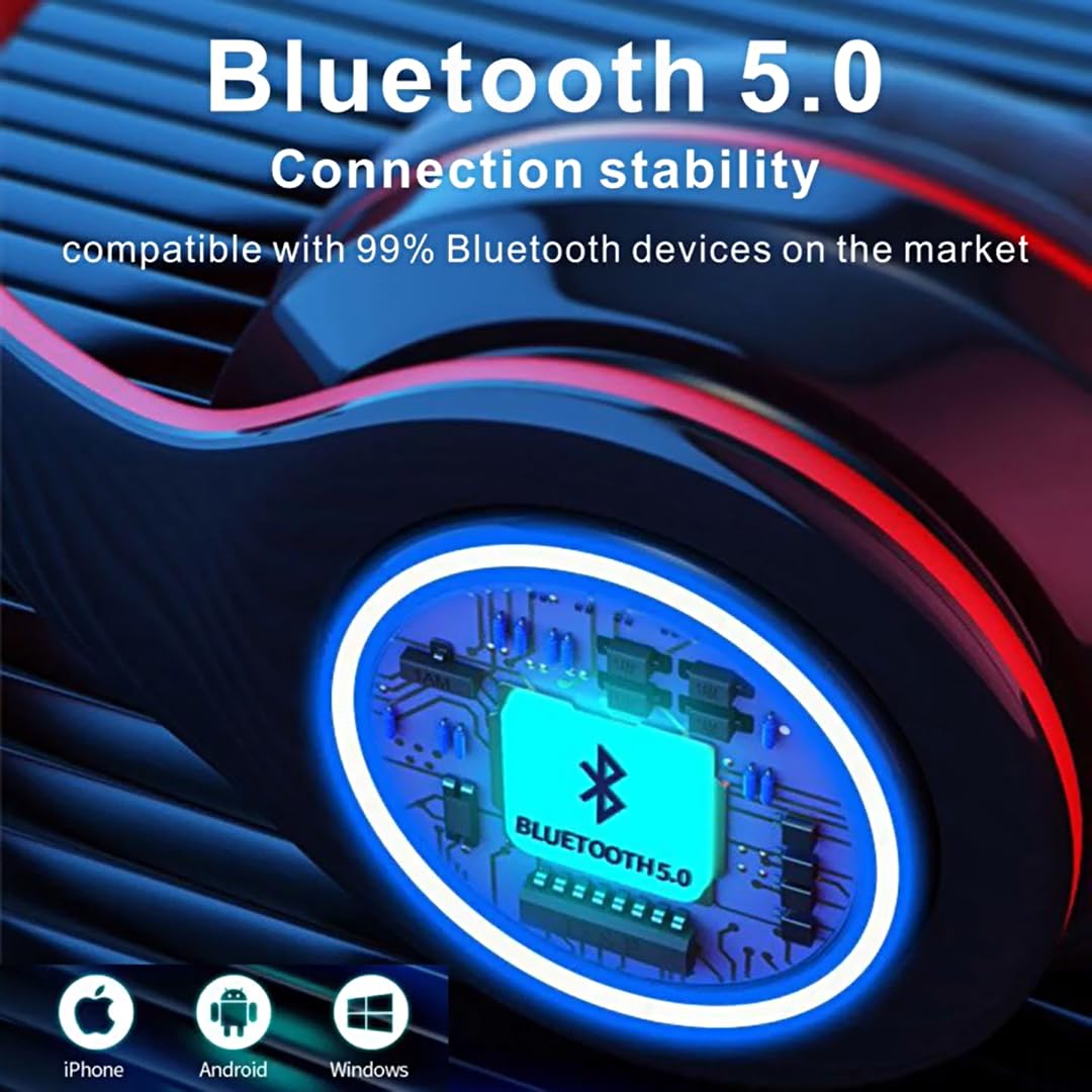 Wireless Bluetooth 5.0 Foldable headphone with Built-in microphone and Stereo Sound