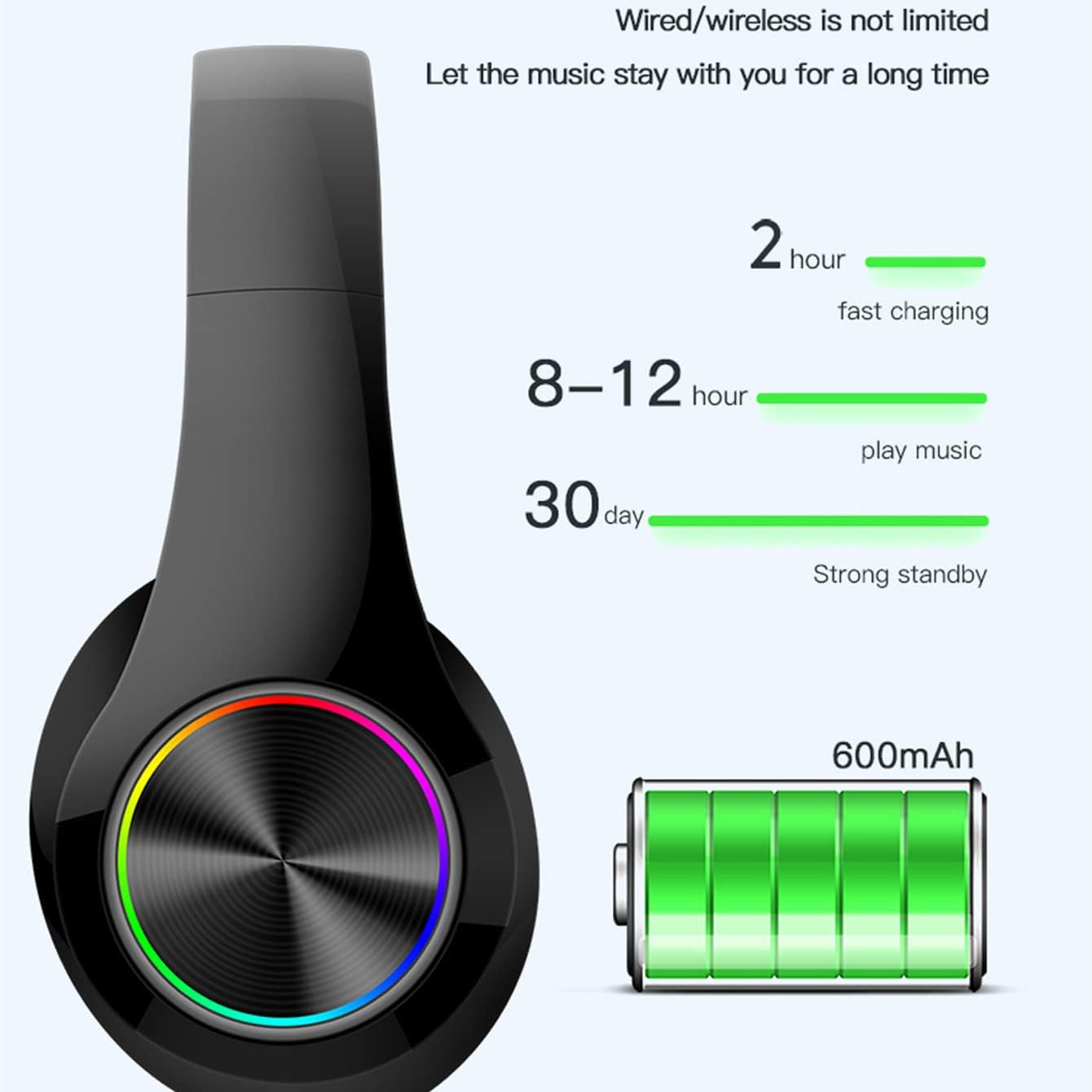 Bluetooth Over-Ear Foldable Wireless & Wired Stereo Headphones