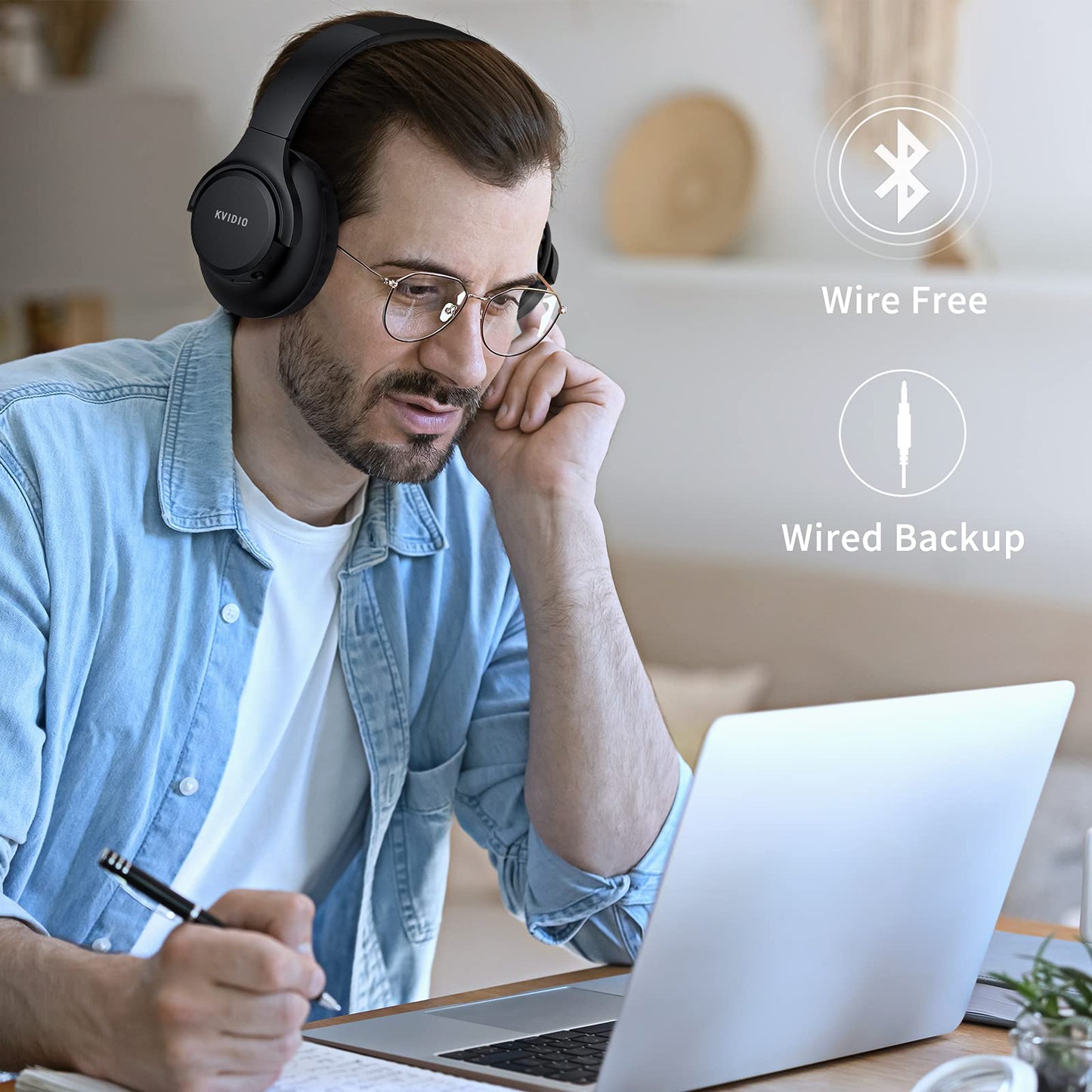 Over Ear Wireless Bluetooth Headphone with 65 Hours Playtime