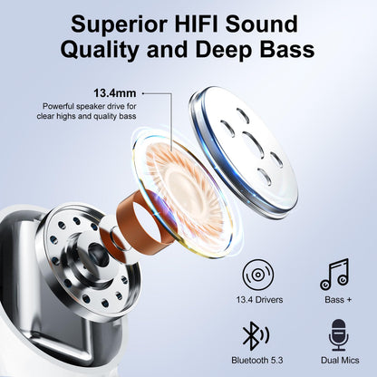 Wireless Earbuds - Bluetooth 5.3 Headphones HiFi Stereo Deep Sound