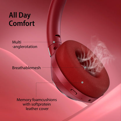 Active Noise Cancelling Bluetooth Over-ear Headphones, 100H Playtime with Microphone