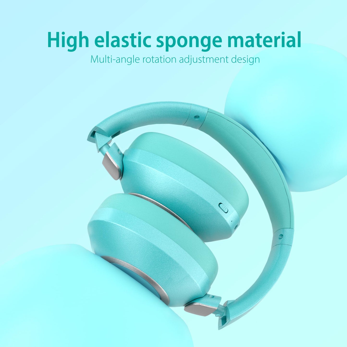 Active Noise Cancelling Bluetooth Over-ear Headphones, 100H Playtime with Microphone