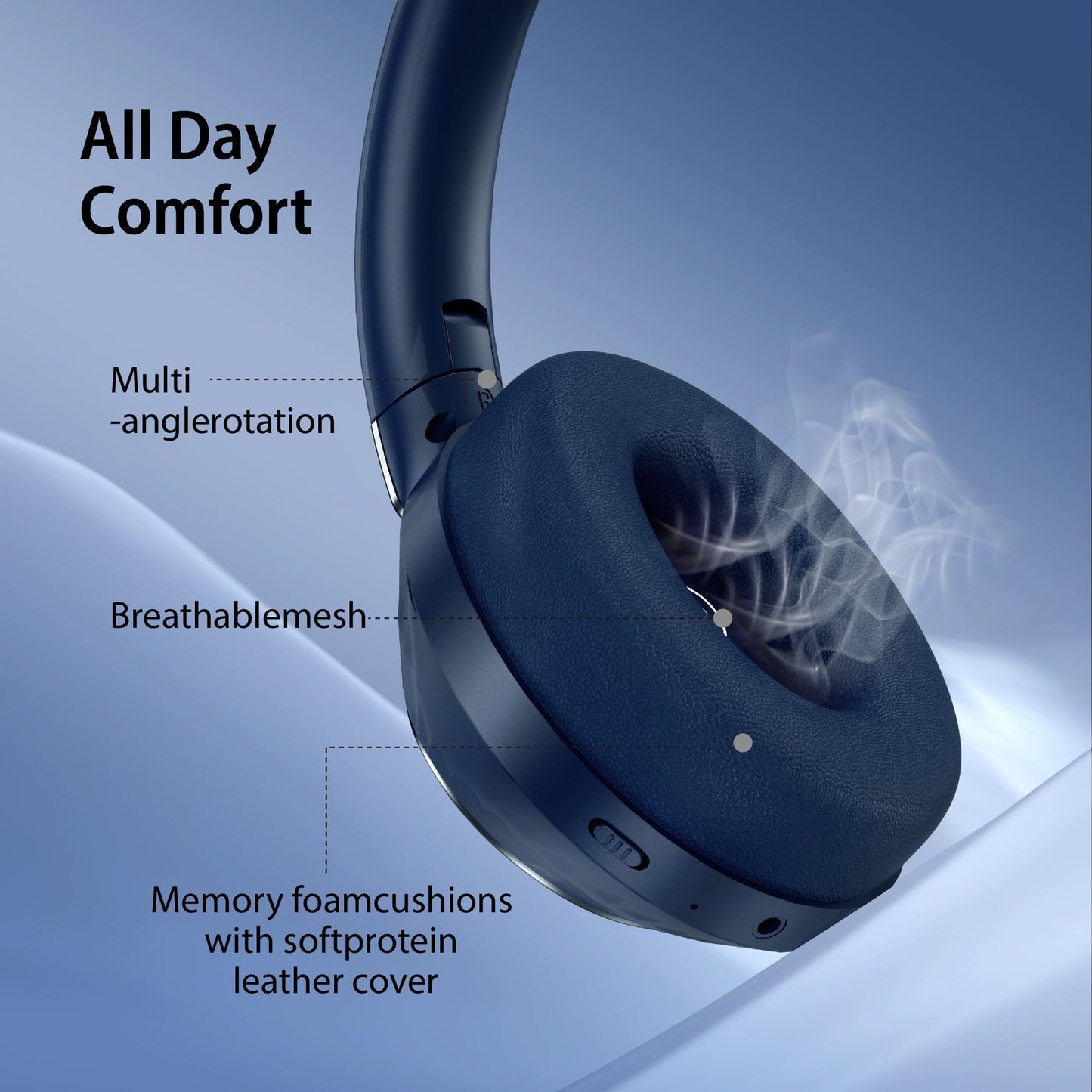 Active Noise Cancelling Bluetooth Over-ear Headphones, 100H Playtime with Microphone