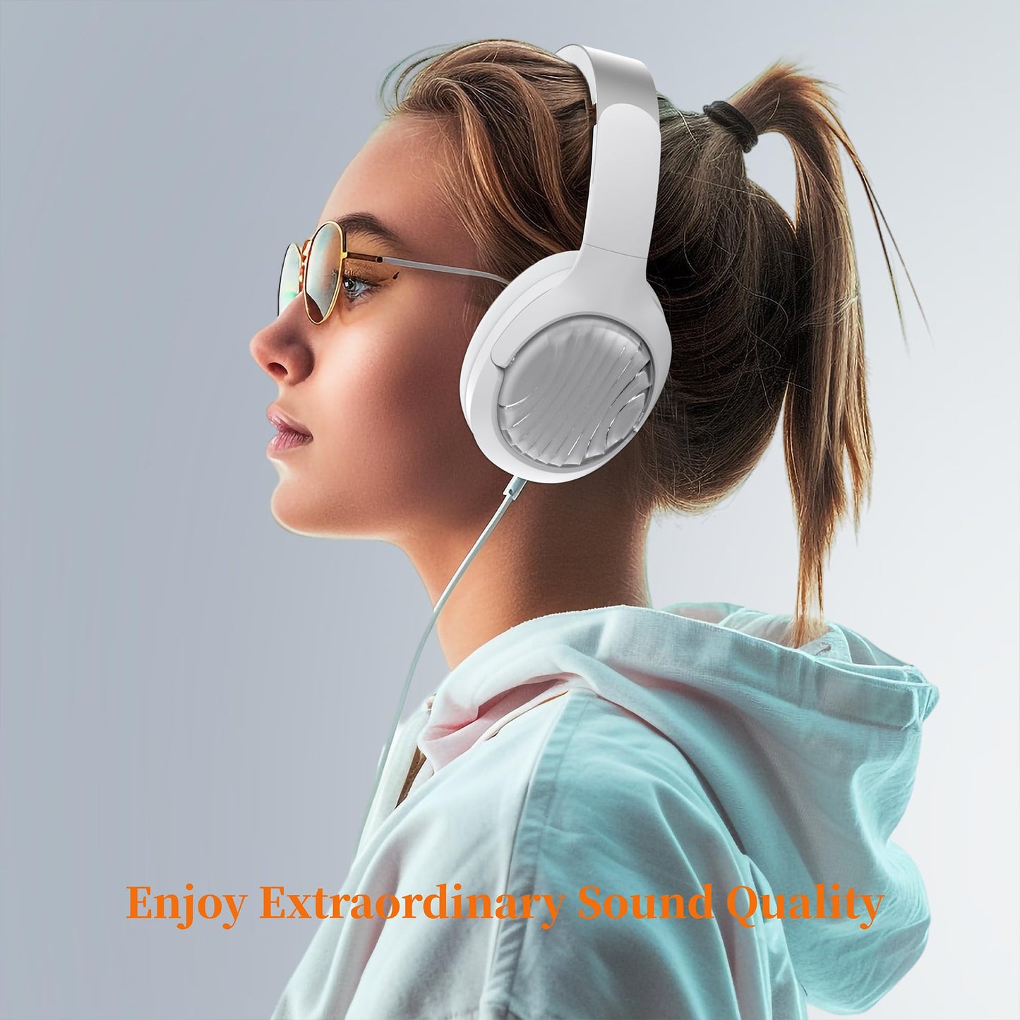 Active Noise Cancelling Bluetooth Over-ear Headphones, 100H Playtime with Microphone