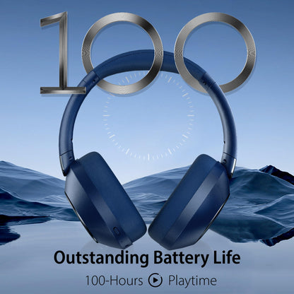 Active Noise Cancelling Bluetooth Over-ear Headphones, 100H Playtime with Microphone