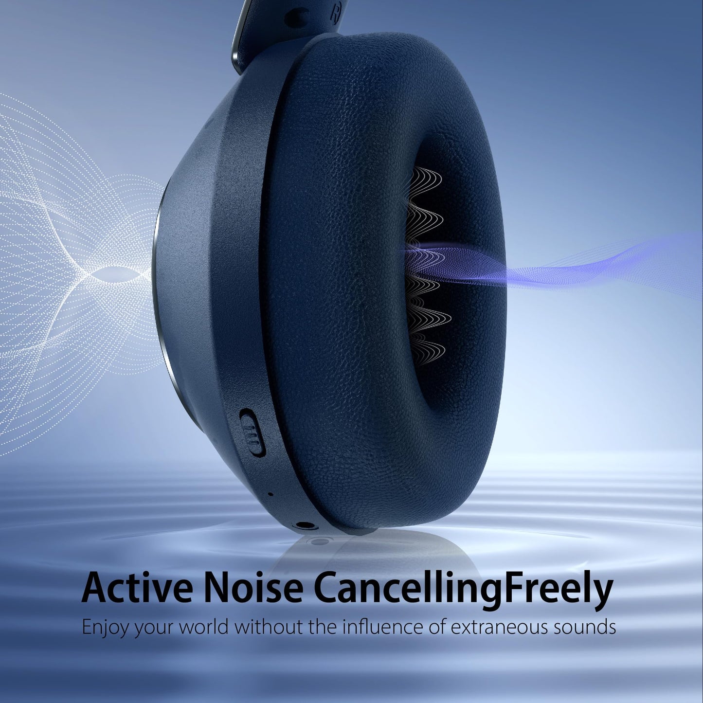 Active Noise Cancelling Bluetooth Over-ear Headphones, 100H Playtime with Microphone