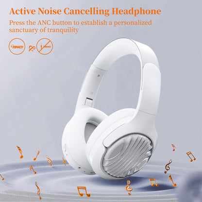 Active Noise Cancelling Bluetooth Over-ear Headphones, 100H Playtime with Microphone
