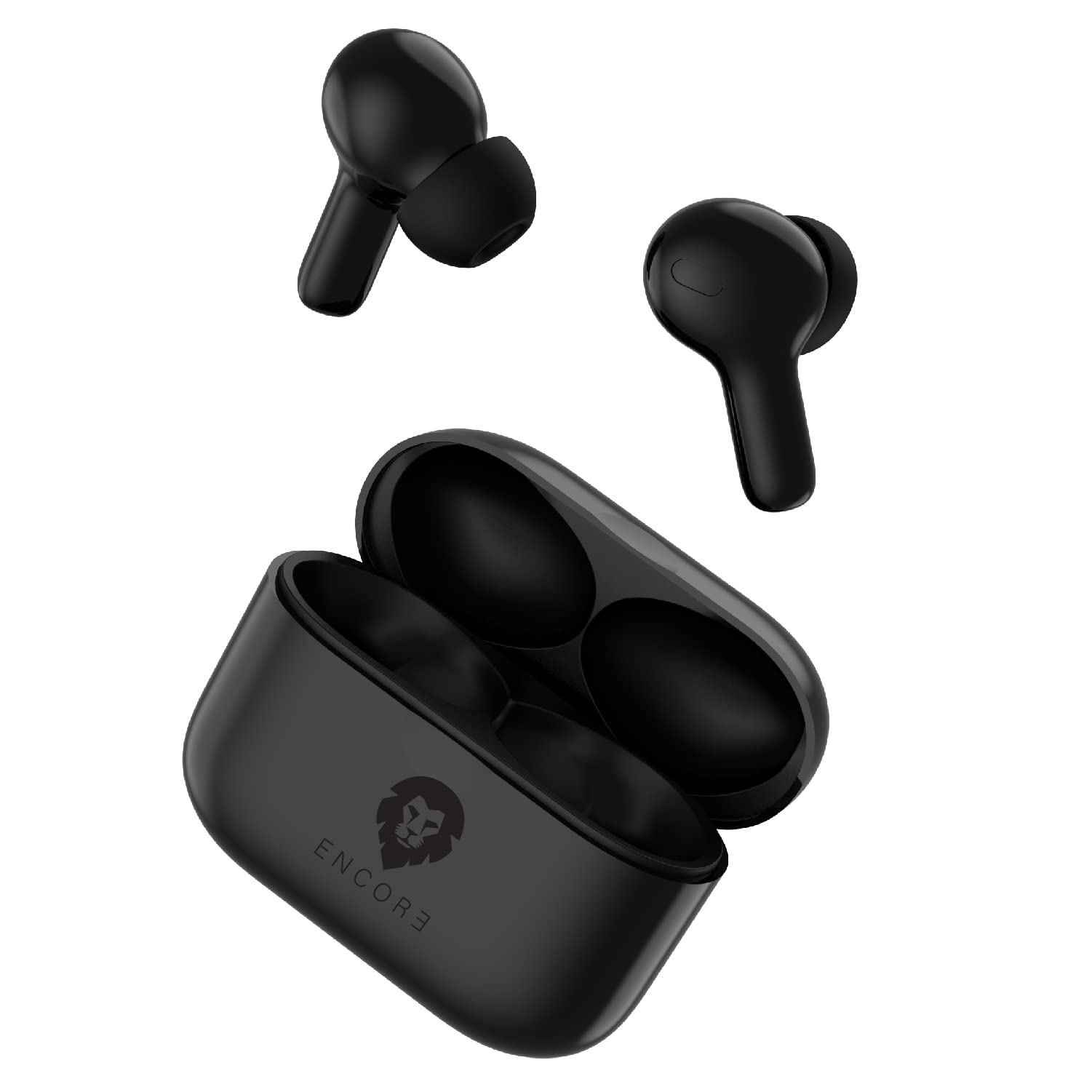 Encore FlyTouch 2.0 wireless Bluetooth earbuds with charging case and USB-C cable
