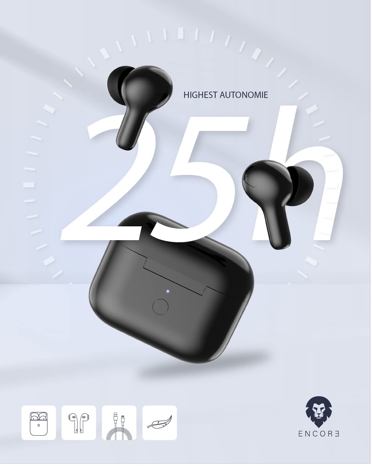 French-designed Encore FlyTouch 2.0 wireless in-ear headphones with smart features and deep bass