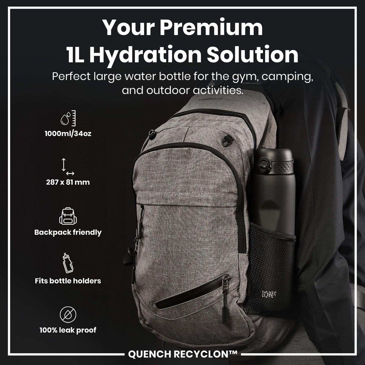 Ion8 hydration bottle with smooth-flow spout and flip-top lid