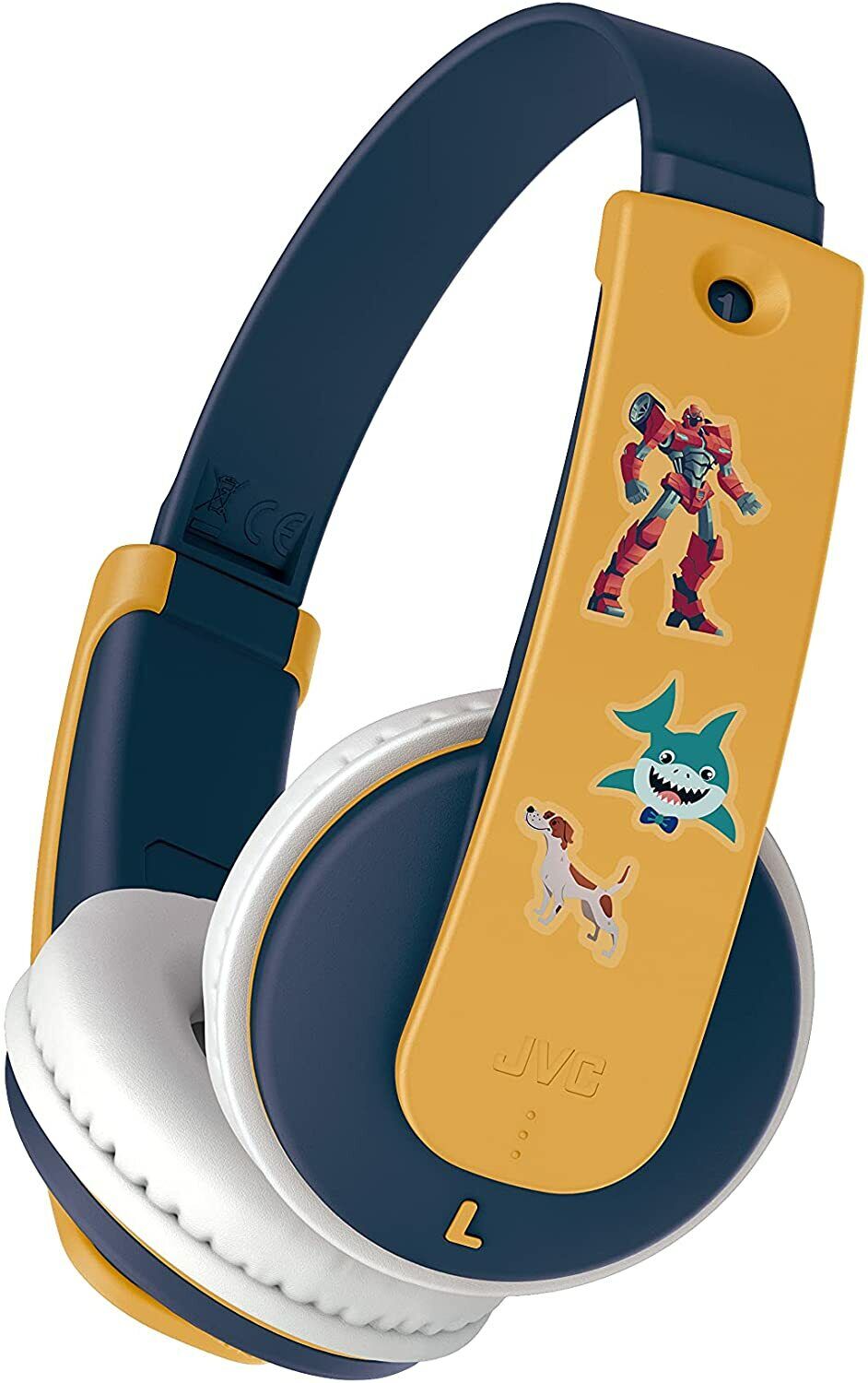 JVC wireless headphones with L/R markings and soft ear cushions for children