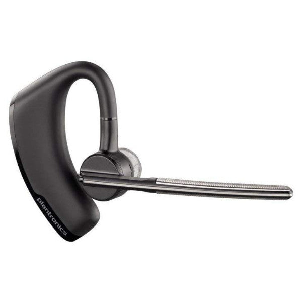 Voyager Legend headset with included eartips, USB charger, and accessories