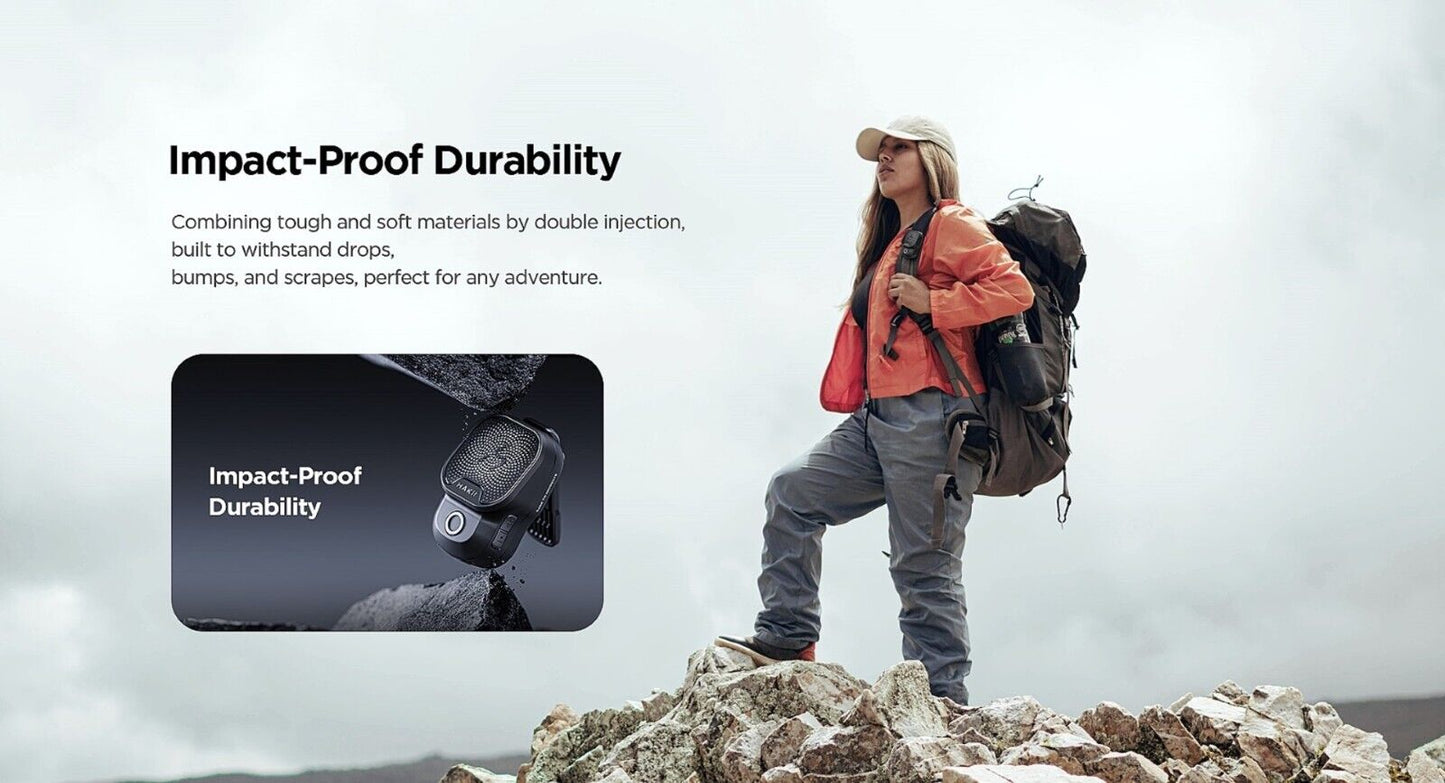 HAKll Boulder Portable Clip On Waterproof Bluetooth Speaker with 20H Playtime IPX7